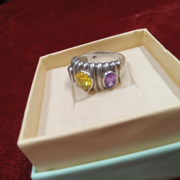 Sterling Silver PAJ Yellow & Purple Ribbed Ring - Picture 10 of 12